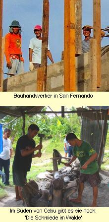 Bauarbeiter in Cebu und eine Schmiede im Walde