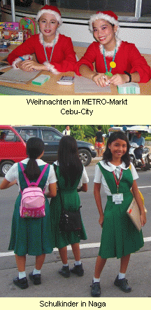 Weihnachten im Metro-Markt Cebu-City und Schulkinder